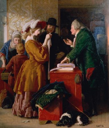 William Mulready Choosing the Wedding Gown Norge oil painting art